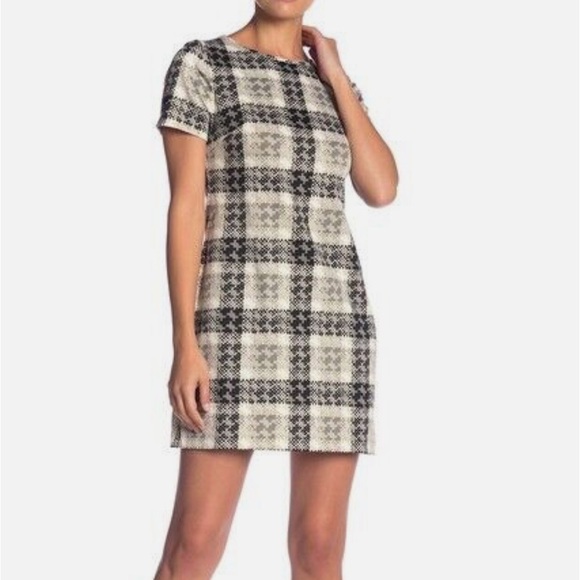 Eliza J. Sheath Short Sleeve Printed Sophisticated Dress Black Tan Sz 6 - Picture 1 of 12